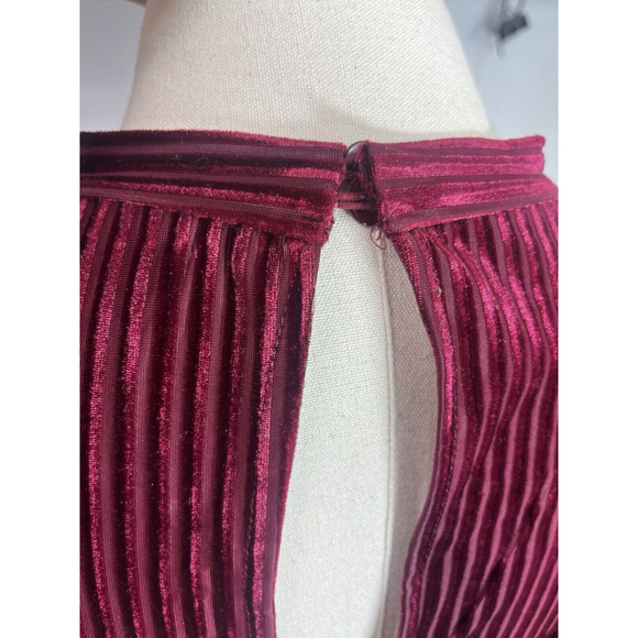 Lulus Womens Striped Cutout Burgundy Velvet Bustier Bodysuit Size Medium Balloon - Picture 15 of 15